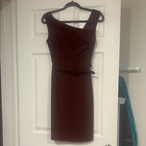 Max & Cleo Burgundy Midi Dress with Belt